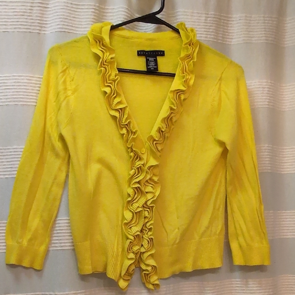 Apostrophe Yellow Ruffled Cardigan